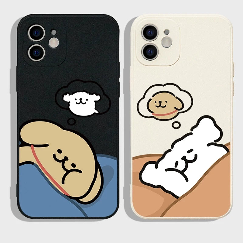 Funny Cartoon Dog Couple Phone Case for IPhone